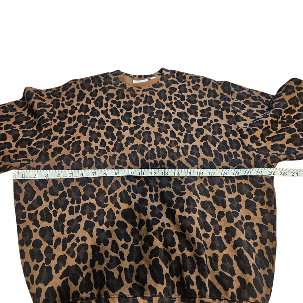 Women's Clare V Oversized Sweatshirt Animal Print Chocolate Double Jag XS - Picture 13 of 16
